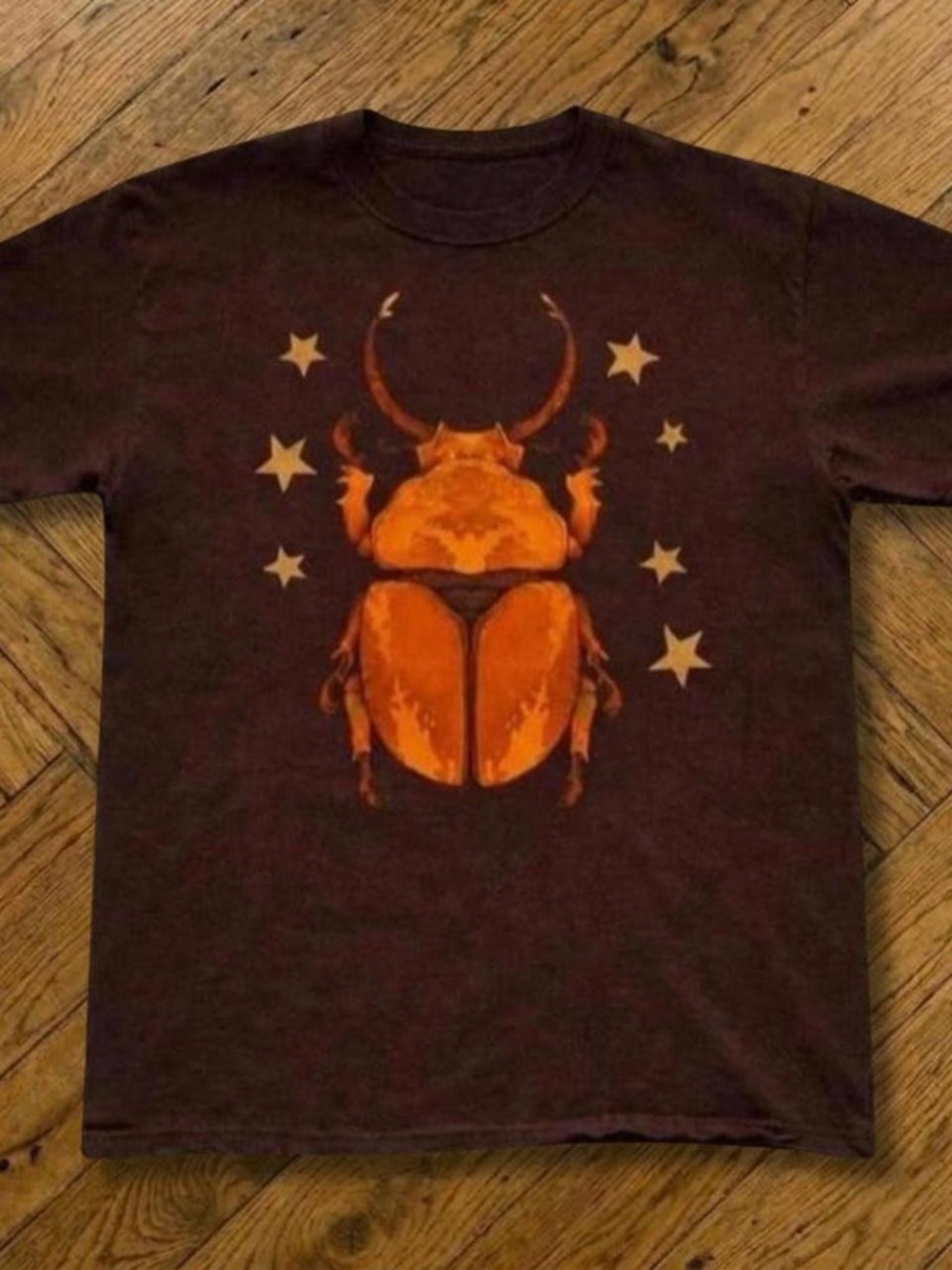Dark chocolate T‑Shirt with Orange Beetle Graphic